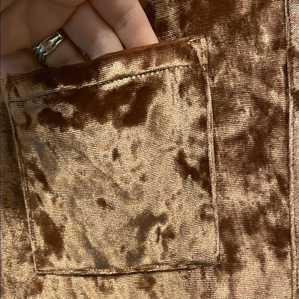 Rock n Roll Denim Copper Crushed Velvet Button-Up Shirt - Picture 4 of 9